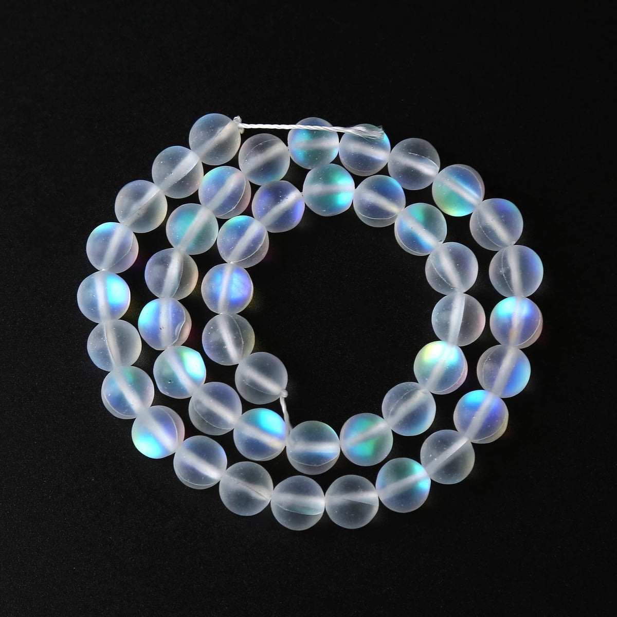 6MM 60PCS Natural Mystic Aura Quartz Beads Frosted Matte White Rainbow Round Loose Beads Jewelry Making DIY Bracelet