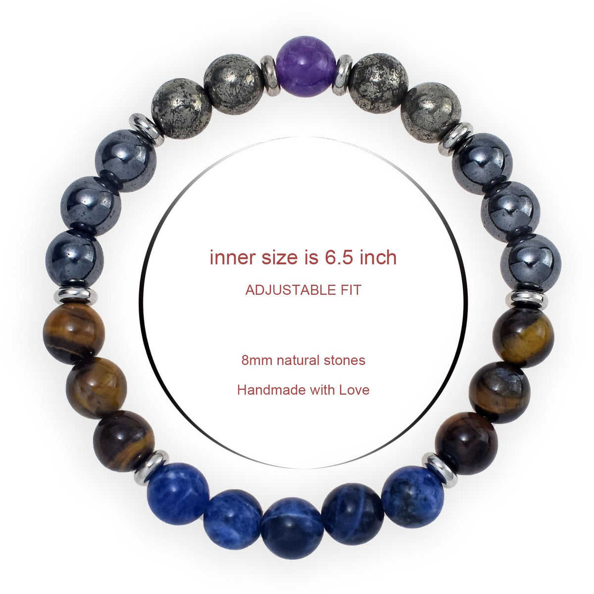 Ayriwoyi Men's Bracelet Healing Bracelet for Men Blue Stone Tiger Eye Hematite beaded Bracelets for Men Strength Bracelets for Women