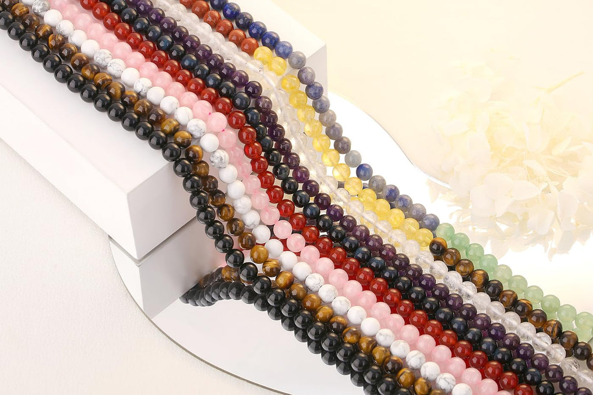 QINJIEJIE 100PCS Purple Stripe Carnelian Beads 8mm Natural Beads Round Loose Gemstone Bead for Bracelet Beading Crystal Jewelry Making DIY Necklace Earrings 0.32"