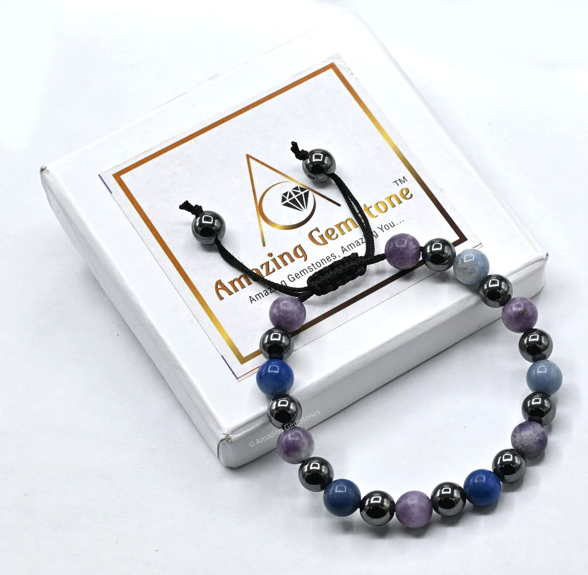 Amazing Gemstone Stop Drinking Alcohol Manifestation Bracelet - Lepidolite Blue Aventurine Hematite Bracelet Set for Men Women Healing Calming Anxiety Stress Relief Gifts(Adjustable)