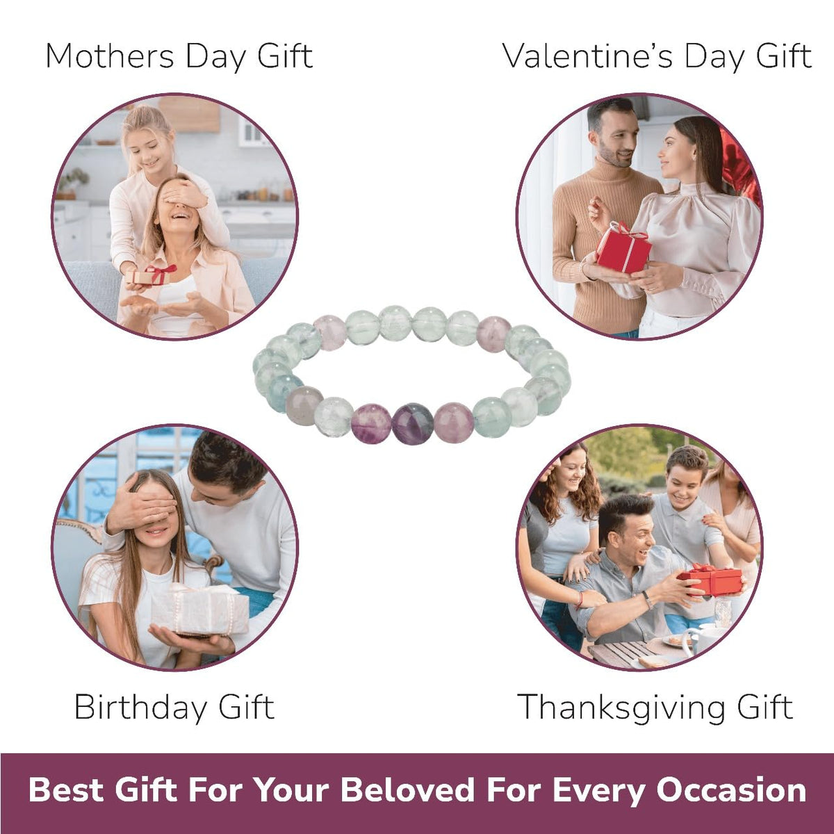 Crystal Vibe Clarity Bracelet – Fluorite Bracelet for Focus, Calmness & Aura Cleansing – Natural 8mm Healing Gemstone Beads Bracelet For Women Men