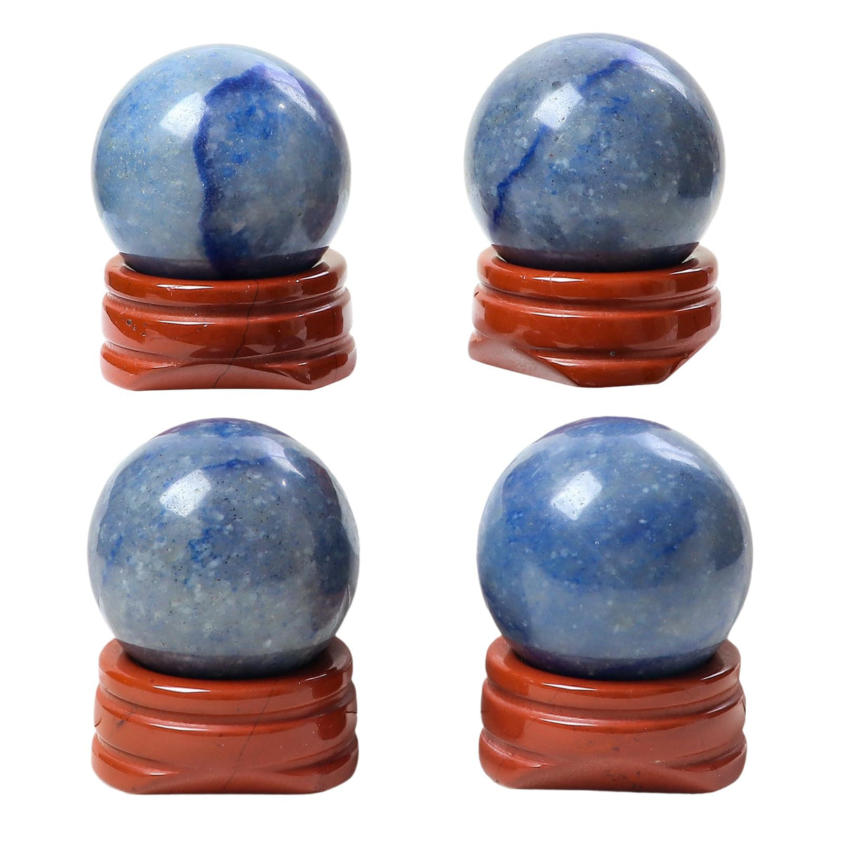 Casaper Natural Blue Aventurine Ball with Red Jasper Stand, Healing Crystal Sphere for Home Fengshui Yoga Meditation, Reiki Energy Balancing 1.18”(30mm)