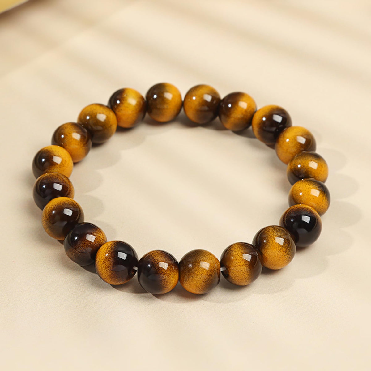 Cryhand Female 8mm Beaded Bracelets For Women Simulated Tigers eye Bracelet for Men Handmade Lucky Money Stretchy Crystal Bracelets Best Gifts
