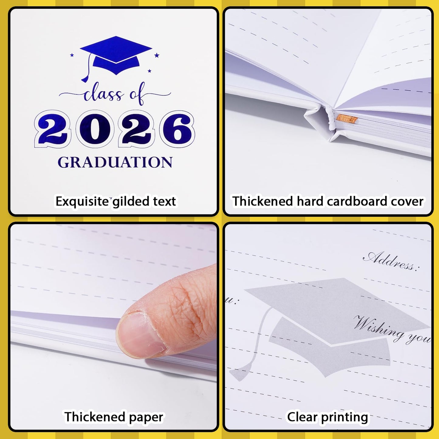 Graduation Guest Book, Class of 2026 Graduation Guest Book with Pen, Hardcover Guest Sign in Book, Memory Scrapbook, Graduation Decorations, Grad Party Supplies for High School,College (Blue)