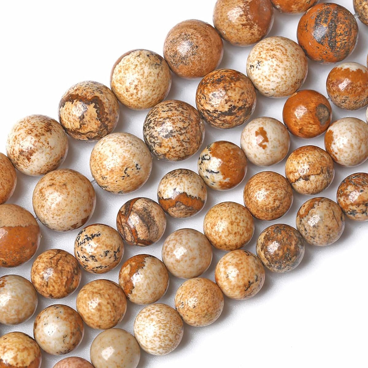 6mm Natural Picture Jasper Beads Round Gemstone Loose Beads for Jewelry Making (63-66pcs/strand)