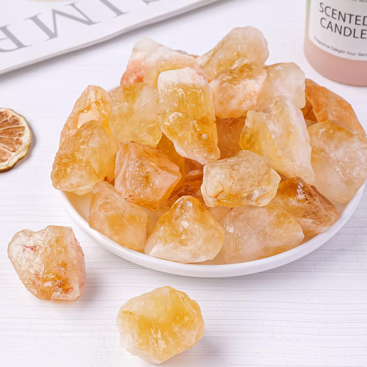 Apengshi Brazil Citrine Raw Crystals 2PCS Natural Rough Rocks Healing Crystal and Stones DIY Raw Stones Meditation Fountain Garden Home Decor
