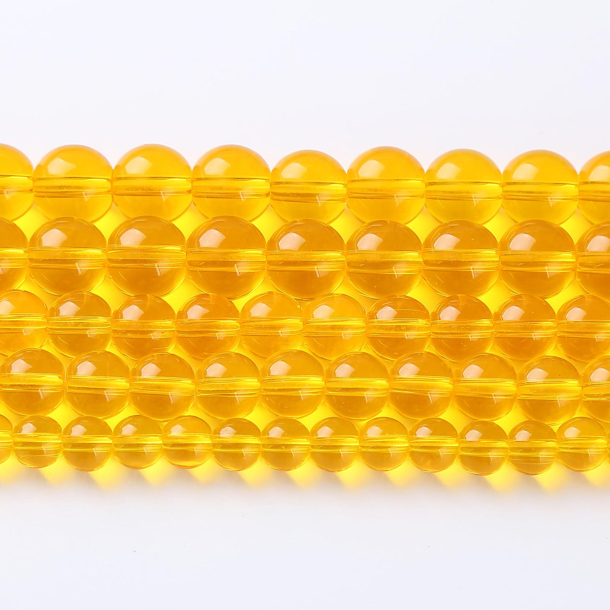 32pcs 12mm Smooth Yellow Crystal Glass Beads Citrine Round Loose Beads for Jewelry Making DIY Bracelet Necklace 15" Energy Healing Power Stone Beads