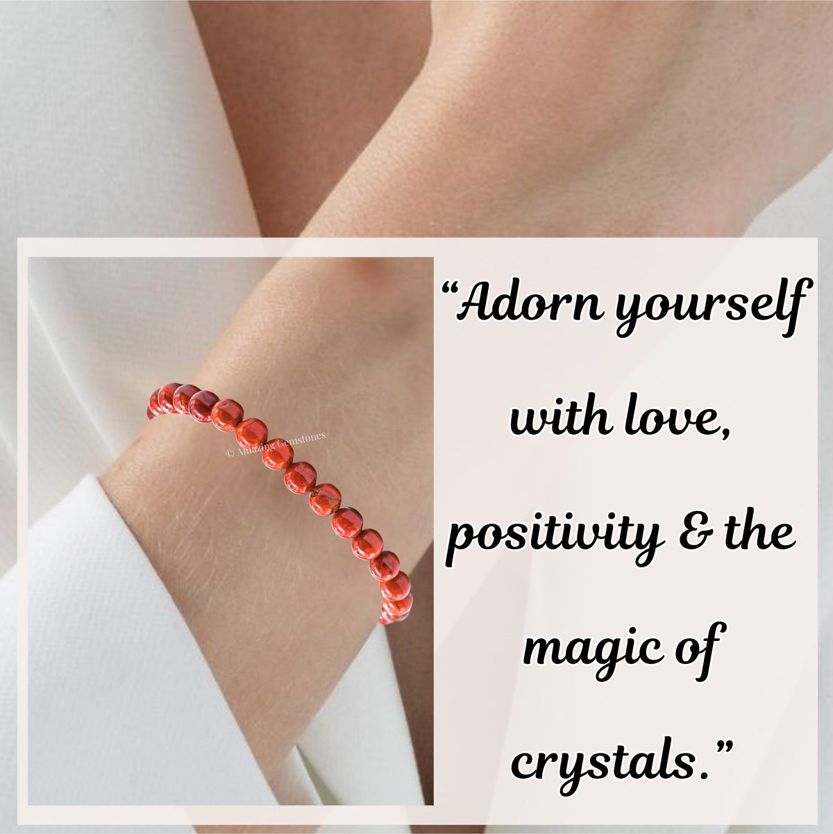 Red Jasper Bracelet for Women Men's Gifts - Protection Healing Crystal Bracelet - 6mm Gemstone Beaded Adjustable Bracelet Pulseras Para Hombres Mujer Stocking Stuffers