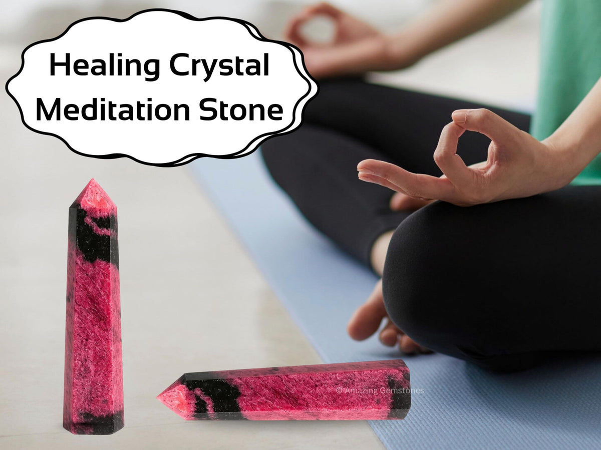 Amazing Gemstone Rhodonite Crystal Towers - Natural Healing Crystal Point Obelisk for Reiki Healing and Crystal Grid (3" to 4" INCH)