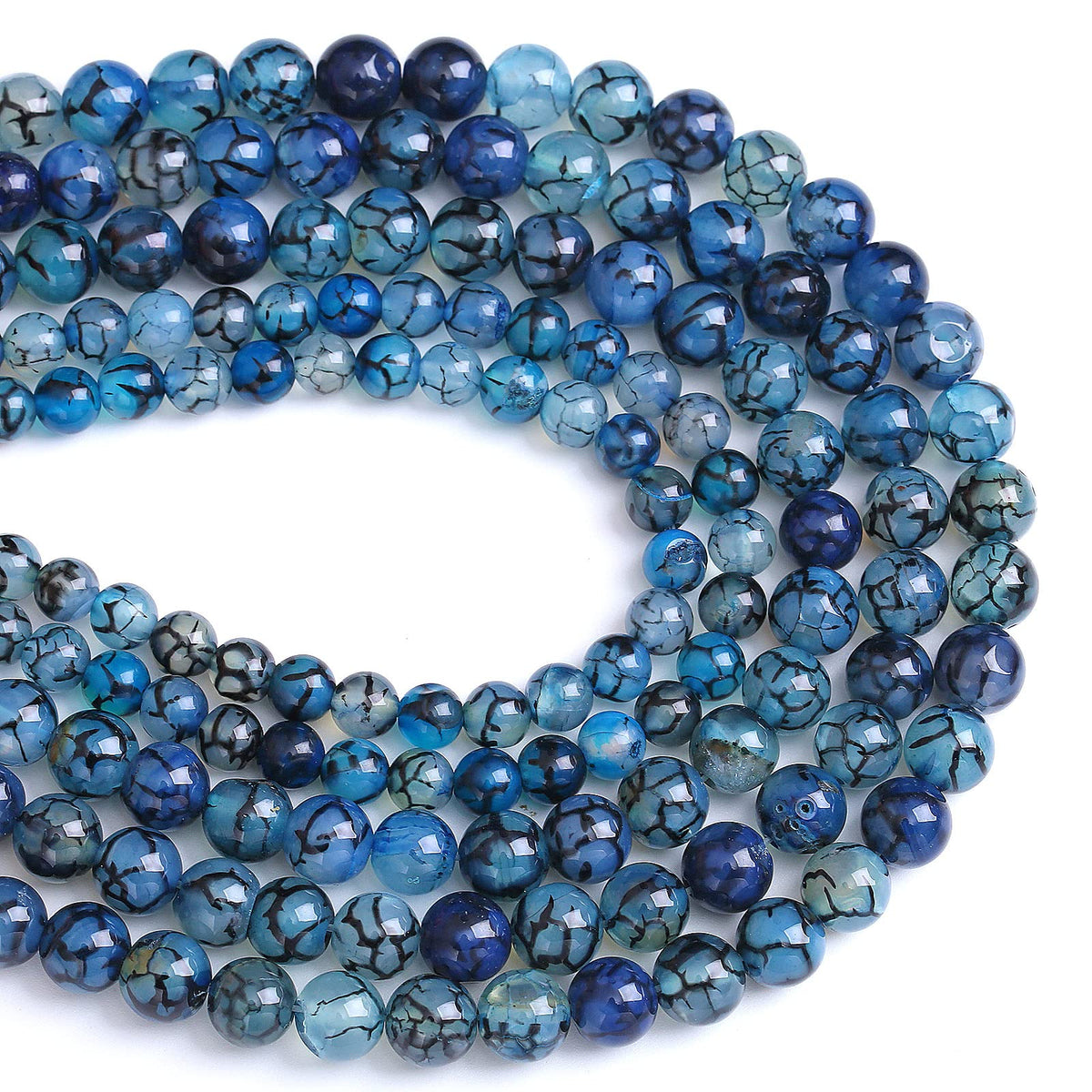 6MM 60PCS Natural Stone Blue Dragon Vein Agate Loose Beads for Jewelry Making DIY Bracelet Necklace