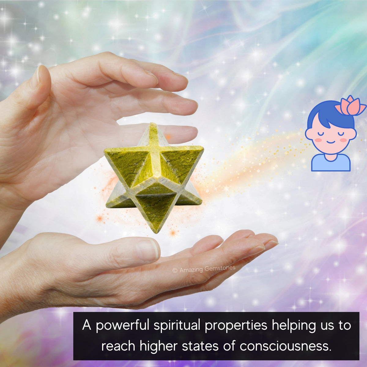 Amazing Gemstone Vesuvianite Merkaba Crystal - 1 Inches Metaphysical Merkaba Star for Meditation - Energetic Tetrahedron Crystal and Healing Stones and Healing (20-25mm)