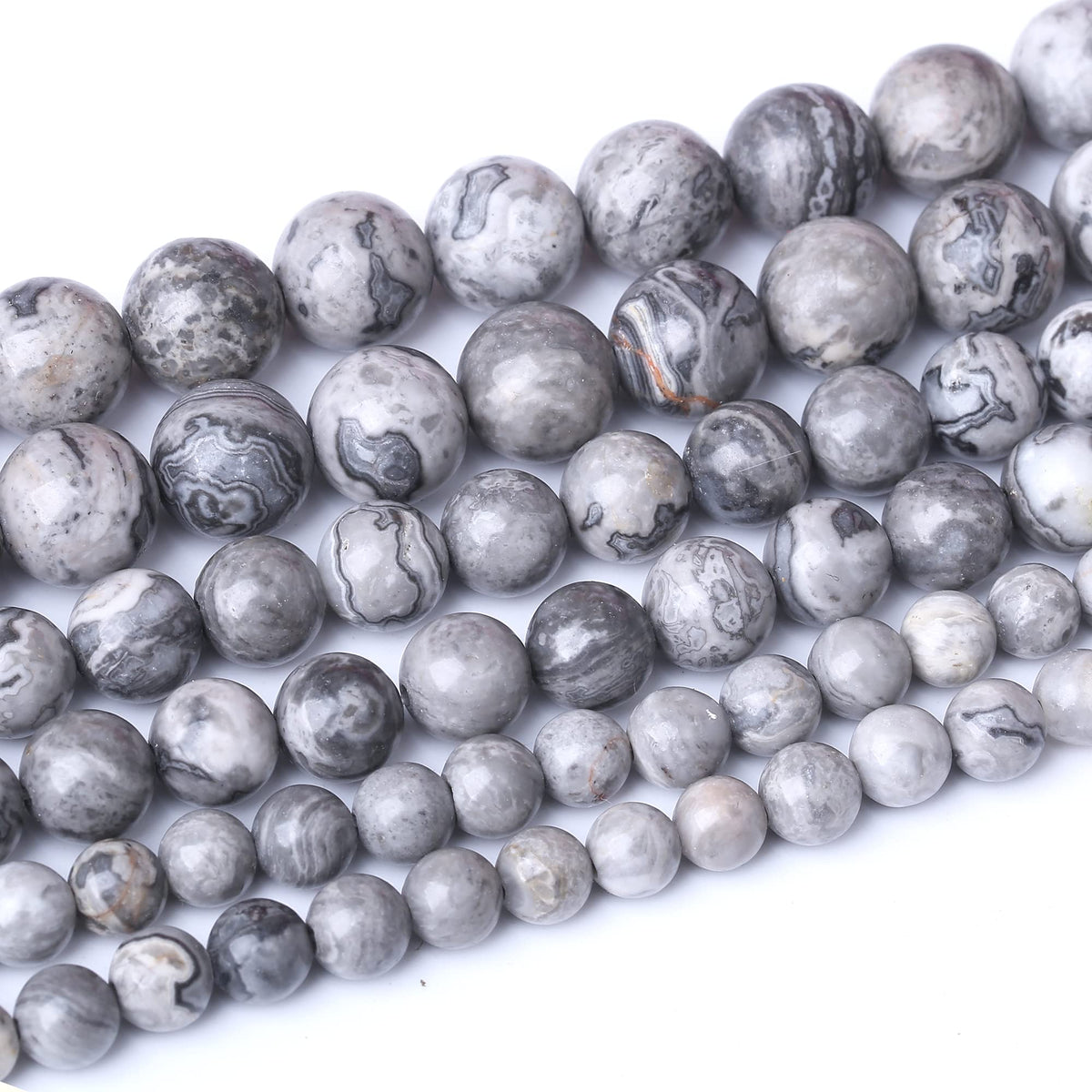 8MM Grey Map Round Loose Beads Natural Gem Beads Crystal Energy Stone Beads for Jewelry Making DIY Bracelet Necklace