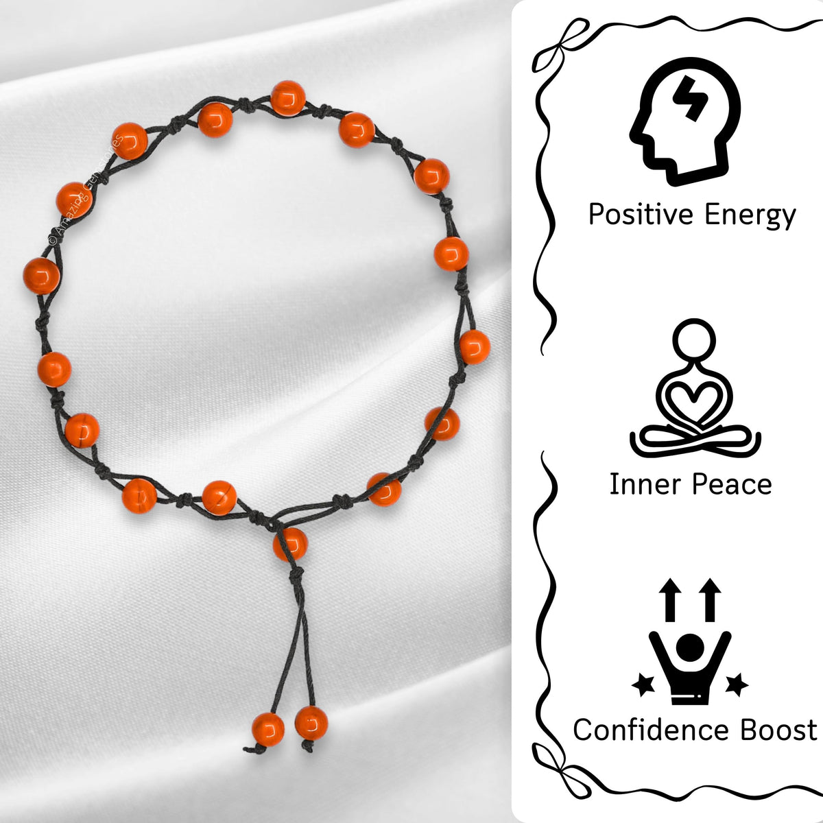 Amazing Gemstone Red Jasper Anklet Ankle Bracelets for Women - Waterproof Beaded Healing Crystal Anklets, Plus Size Chakra Gemstone Bead Anklet (Stretchy Adjustable - Hand Knotted)