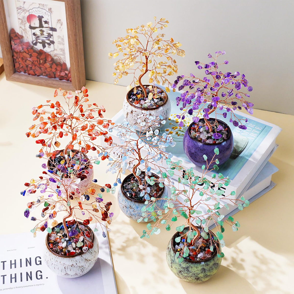 Runyangshi Green Aventurine Crystal Tree of Life - 8" Large Natural Chakra Healing Crystal Tree, Bringing Money, Good Luck, Positive Energy for Home Decor, Feng Shui Gifts, Office Desk Ornament