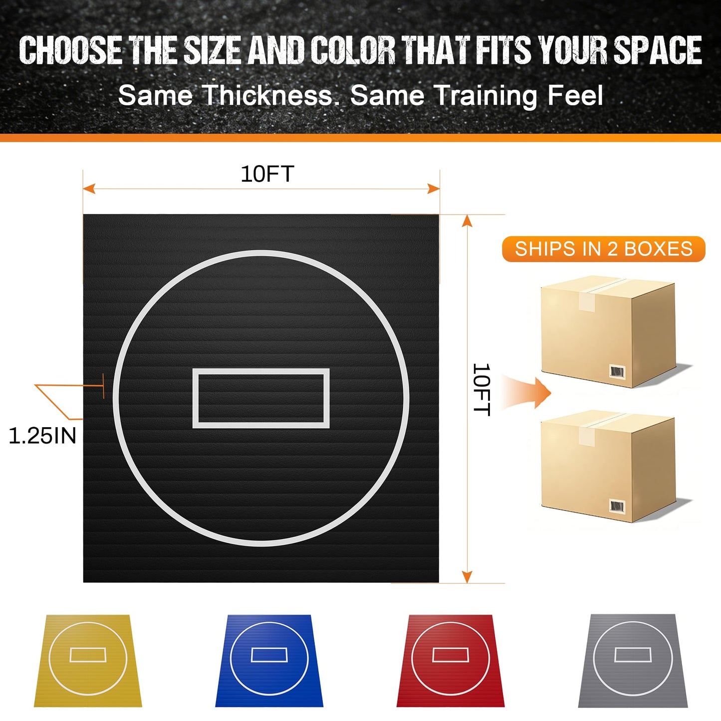 GianToucan Wrestling Mat for Home, 10’x 10’x 1.25” Grappling Mat for Wrestling, MMA, BJJ, Jiu Jitsu, Judo, Gym, Roll-Up Wrestling Practice Mat for Kids & Adults,Easy to Clean Indoor/Outdoor, Black