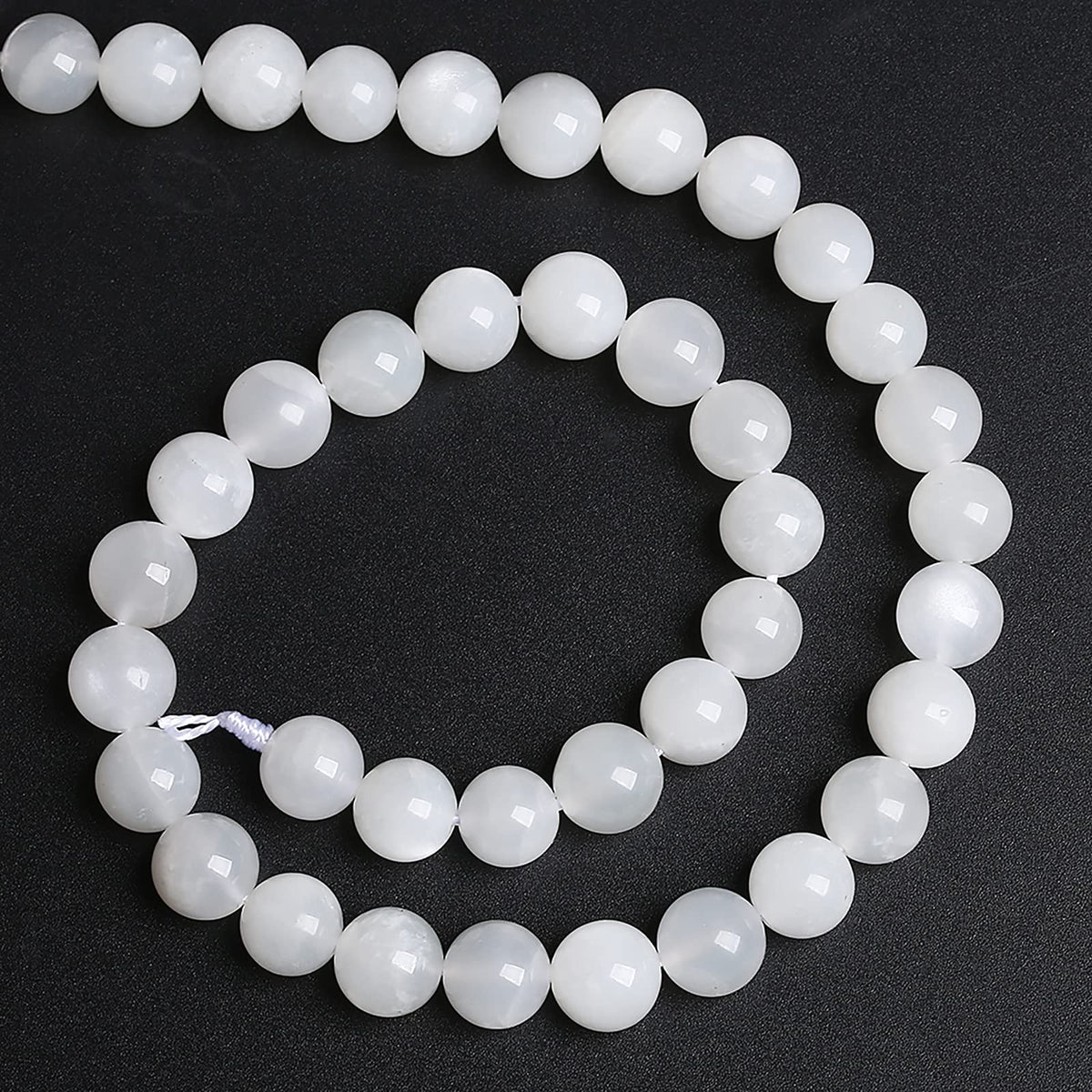 8MM 45PCS Natural White Moonstone Gemstone AAA Grade Crystal Spacer Loose Beads for Jewelry Making DIY Bracelet 15 Inches 1 Strand