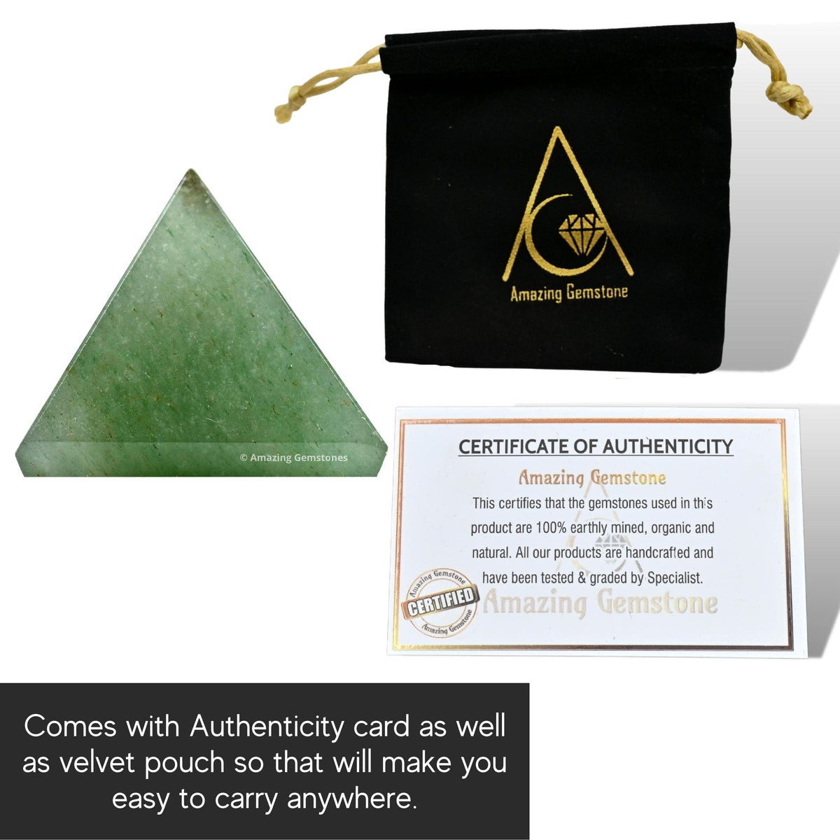 Amazing Gemstone Green Aventurine Pyramid Crystal Healing Stones - 1" Great Pyramid Figurine of Natural Stone Pyramid for Meditation, Reiki, Chakra Balancing and Crystal Pyramids Grid
