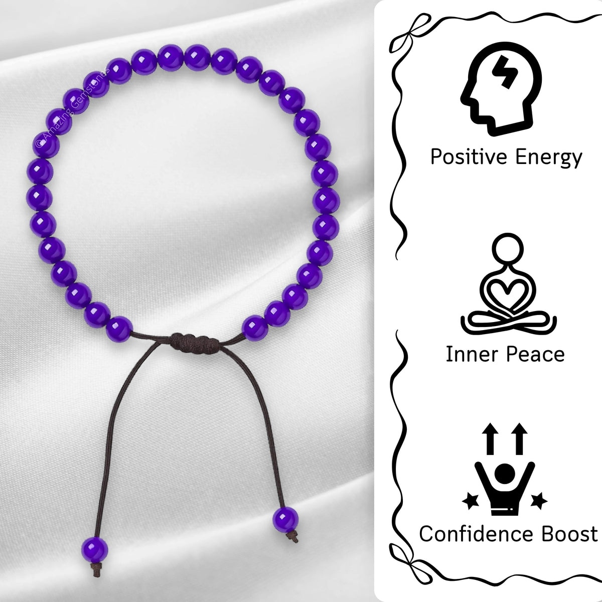 Amazing Gemstone Amethyst Anklet Ankle Bracelets for Women - Waterproof Beaded Healing Crystal Anklets, Plus Size Chakra Gemstone Bead Anklet (Stretchy Adjustable - Plain)