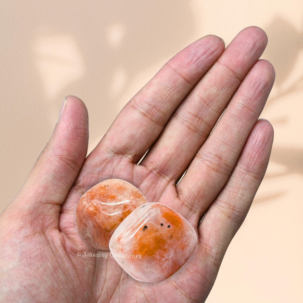 Amazing Gemstone Sunstone Crystals and Healing Stones Tumbled - 1 Oz Sunstone Stone Gem Stones, Natural Healing Stones for Energy Balance, Stress Relief - Polished Gems Rocks