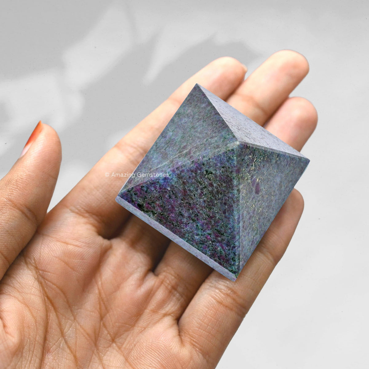 Amazing Gemstone Ruby Kyanite Pyramid Crystal Healing Stones - 1.5" Great Pyramid Figurine of Natural Stone Pyramid for Meditation, Reiki, Chakra Balancing and Crystal Pyramids Grid
