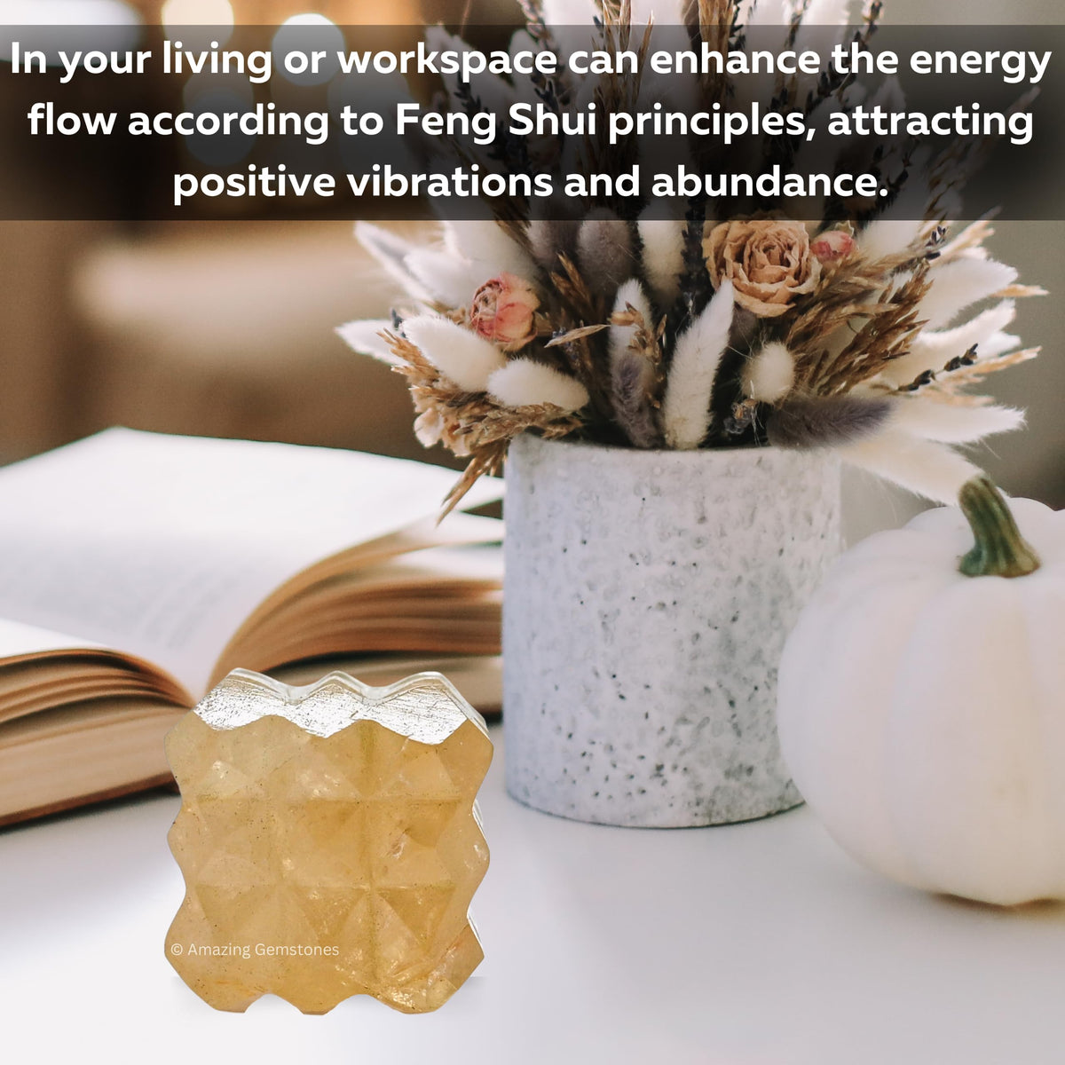 Amazing Gemstone Citrine Crystal Cube with 54 Pyramid - 1" Mini Lemurian Pyramid Cube Figurine of Natural Stone Pyramid for Meditation, Reiki, Chakra Balancing Vastu Pooja and Crystal Grids