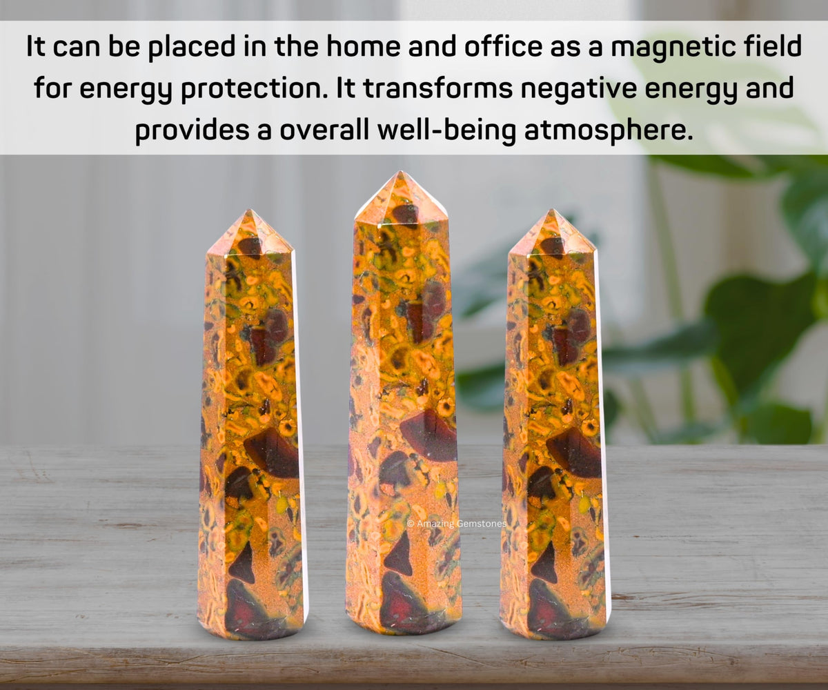 Amazing Gemstone Fruit Jasper Crystal Towers - Natural Healing Crystal Point Obelisk for Reiki Healing and Crystal Grid (3" to 4" INCH)