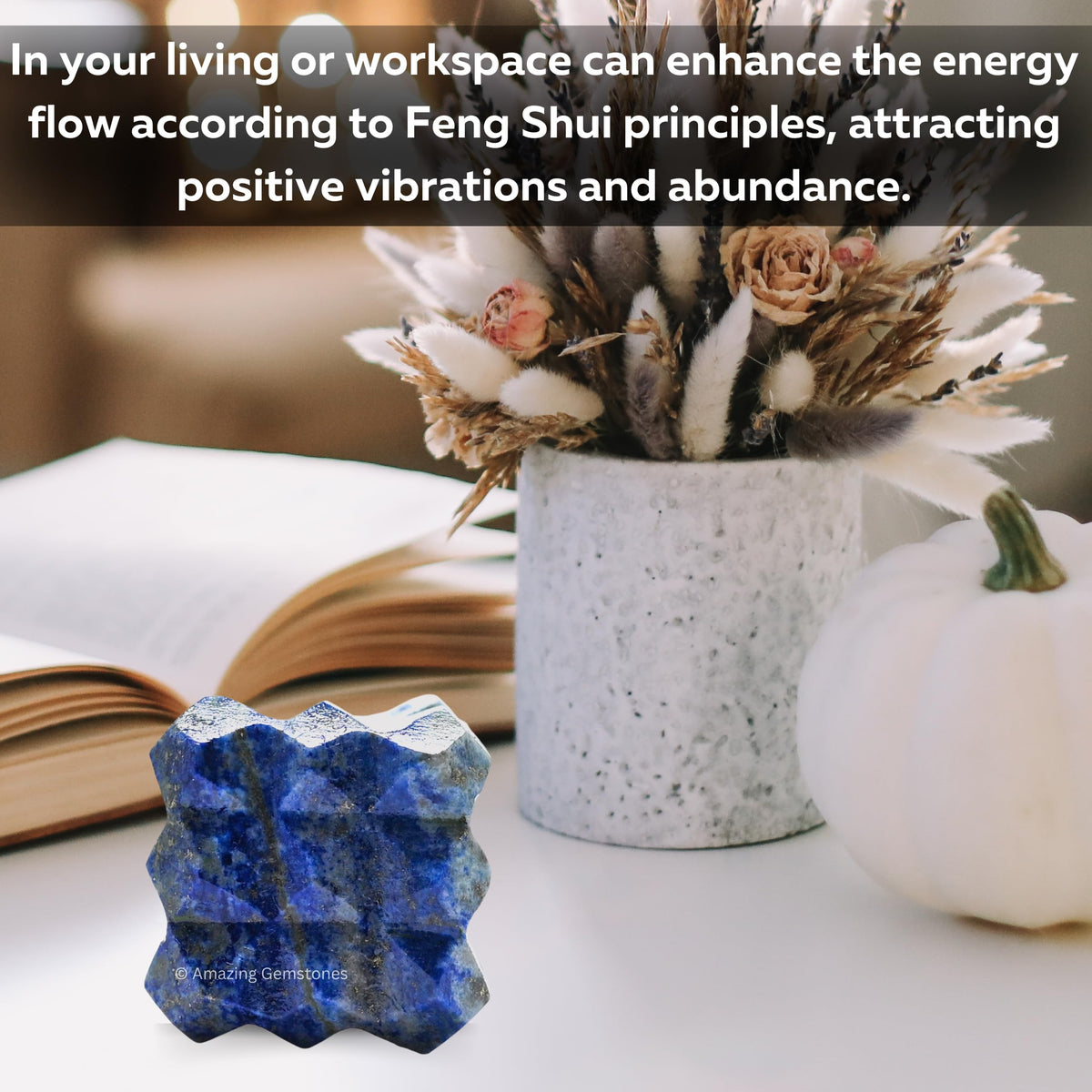 Amazing Gemstone Lapis Lazuli Crystal Cube with 54 Pyramid - 1" Mini Lemurian Pyramid Cube Figurine of Natural Stone Pyramid for Meditation, Reiki, Chakra Balancing Vastu Pooja and Crystal Grids