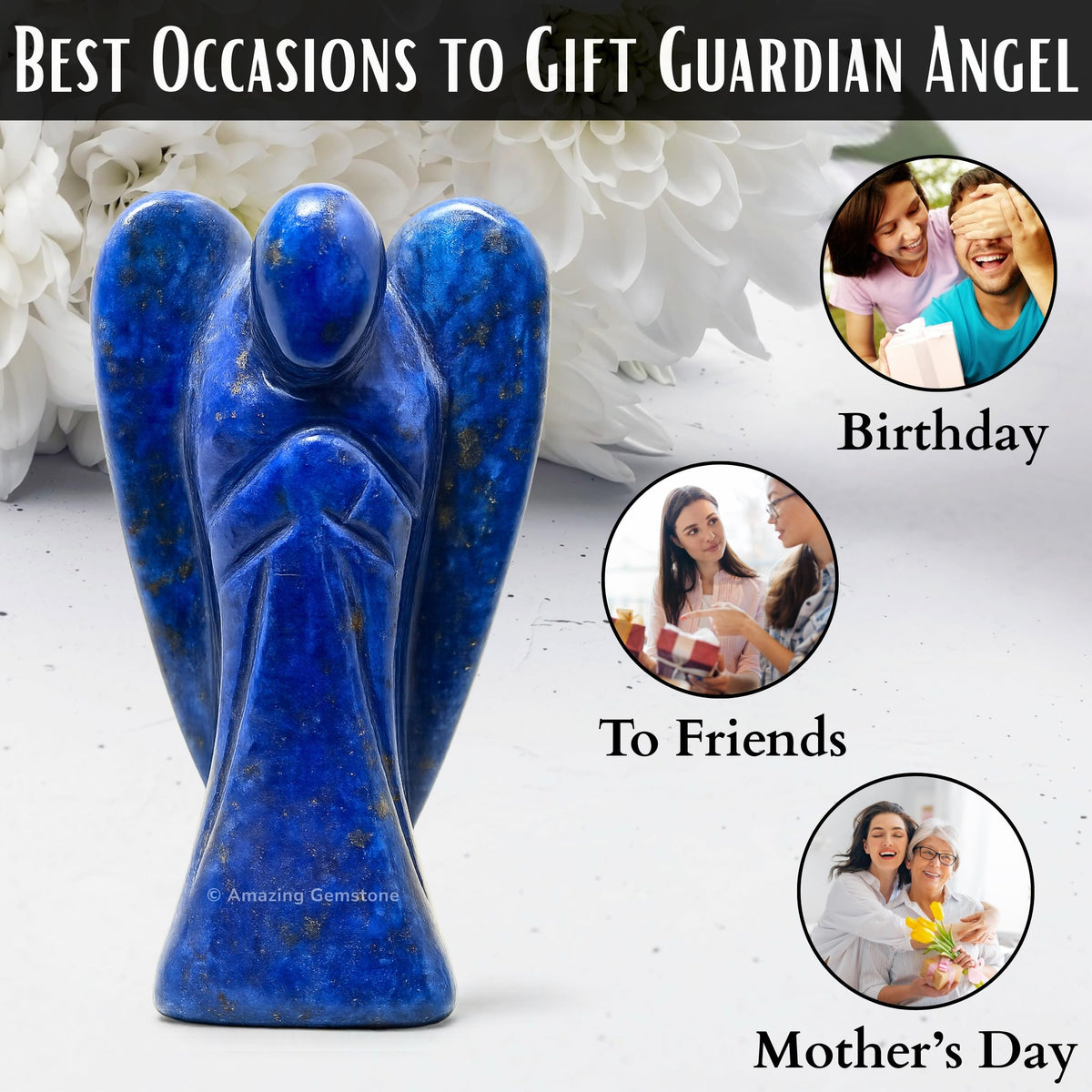 Amazing Gemstone Lapis Lazuli Angel - Lapis Lazuli Crystal Angel and Pocket Guardian Angel Crystal Figurines (1.5 inches)