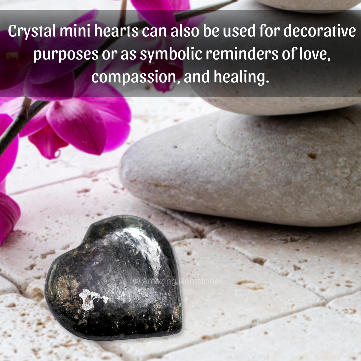 Amazing Gemstone Nuummite Stone Heart - Pack of 2 Crystal Heart Stones Rocks - Corazones De Piedra Crystals and Healing Stones Heart Shaped Crystal - Stocking Stuffers Gifts