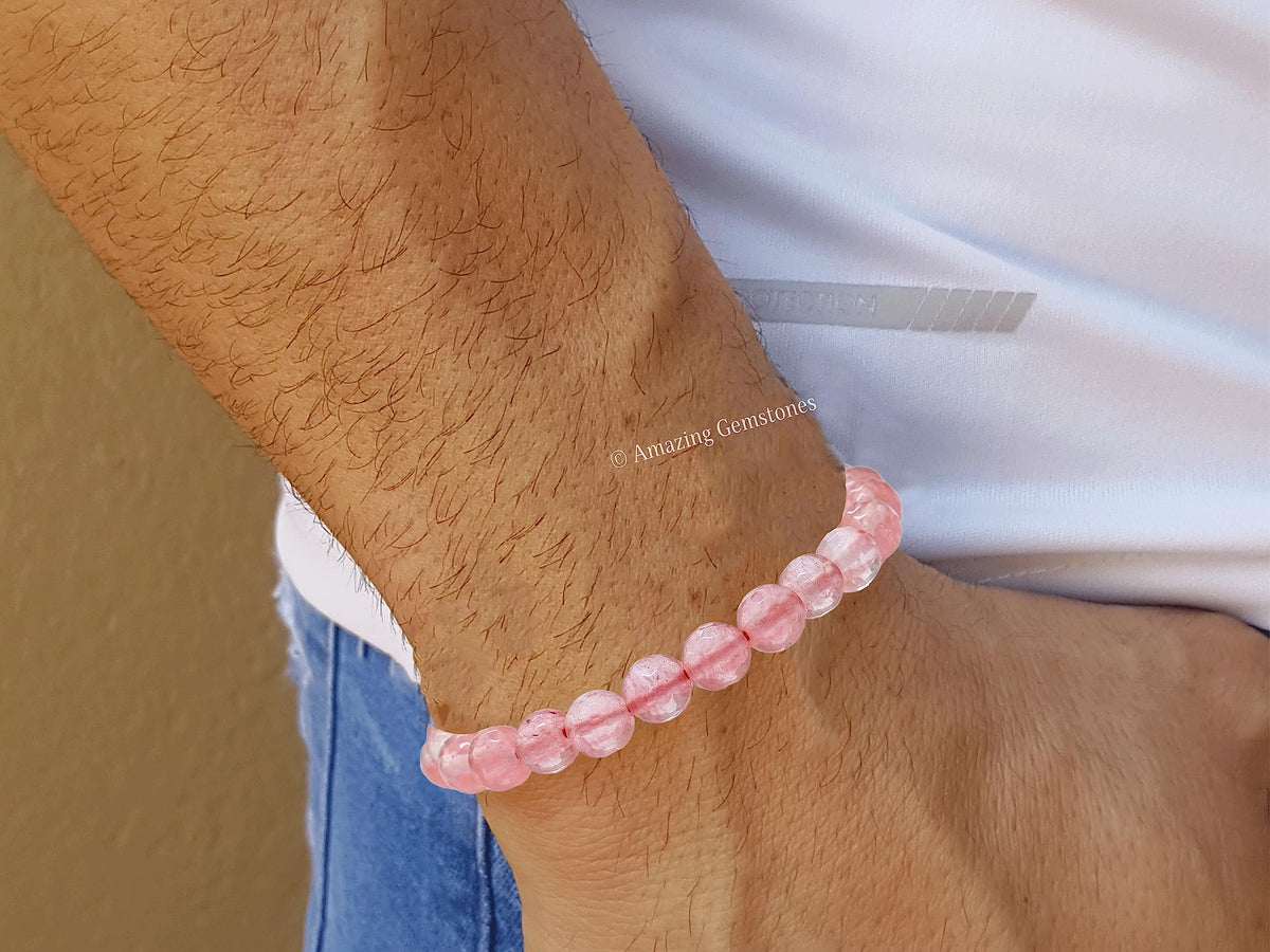 Amazing Gemstone Cherry Quartz Bracelet for Women - Chakra Mens Bracelet Protection Crystals and Healing Stones - Blessing Bracelet Spiritual Meditation Gift Christmas Stocking Stuffers