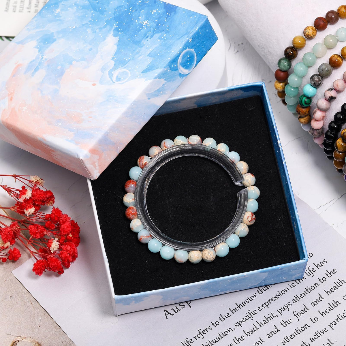 1080pcs 4mm Natural Round Stone Beads Gemstone Crystal Loose Beads Smooth Bead for Bracelet Necklace Earring Jewelry Making Kit