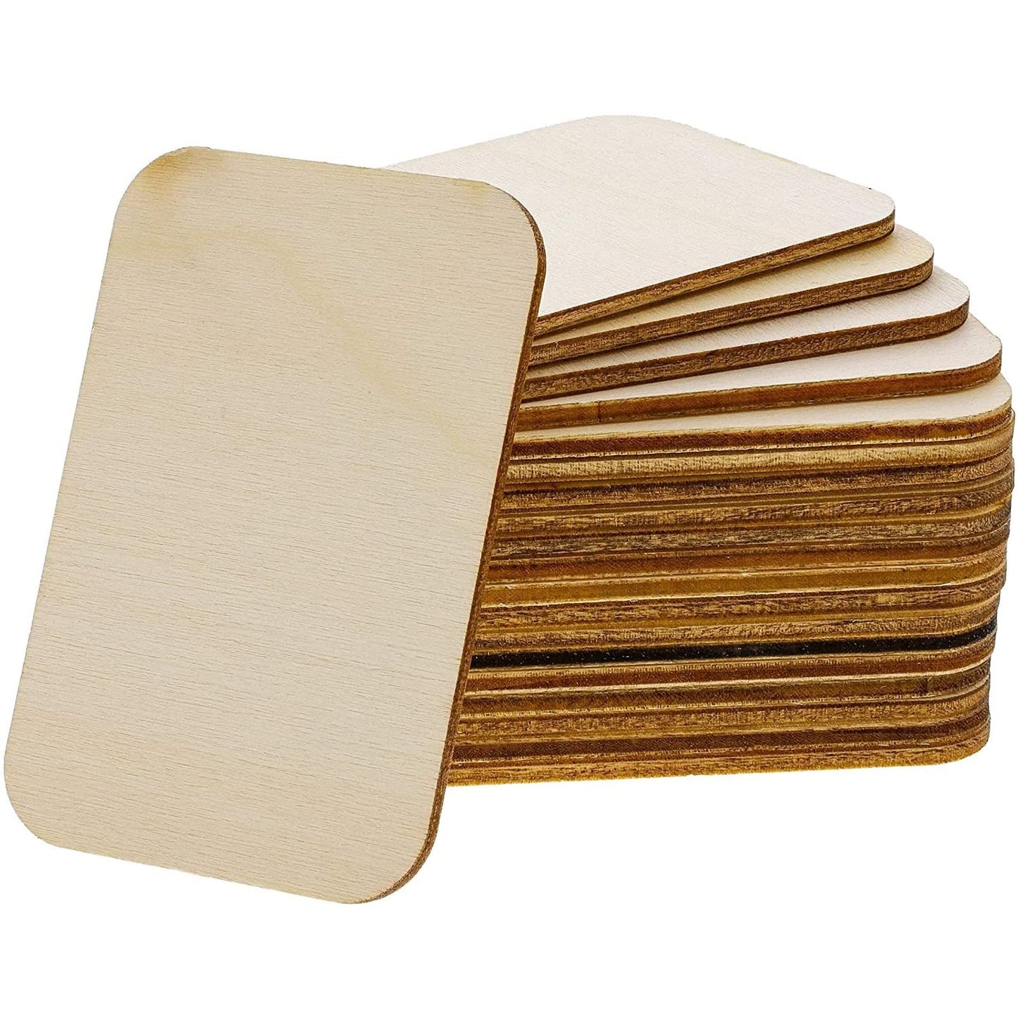 Bright Creations 60 Pack Unfinished Wood Cutouts for Crafts, Rectangle Wooden Slices for DIY Projects (2 x 3 in) - Wood Pieces for Crafts