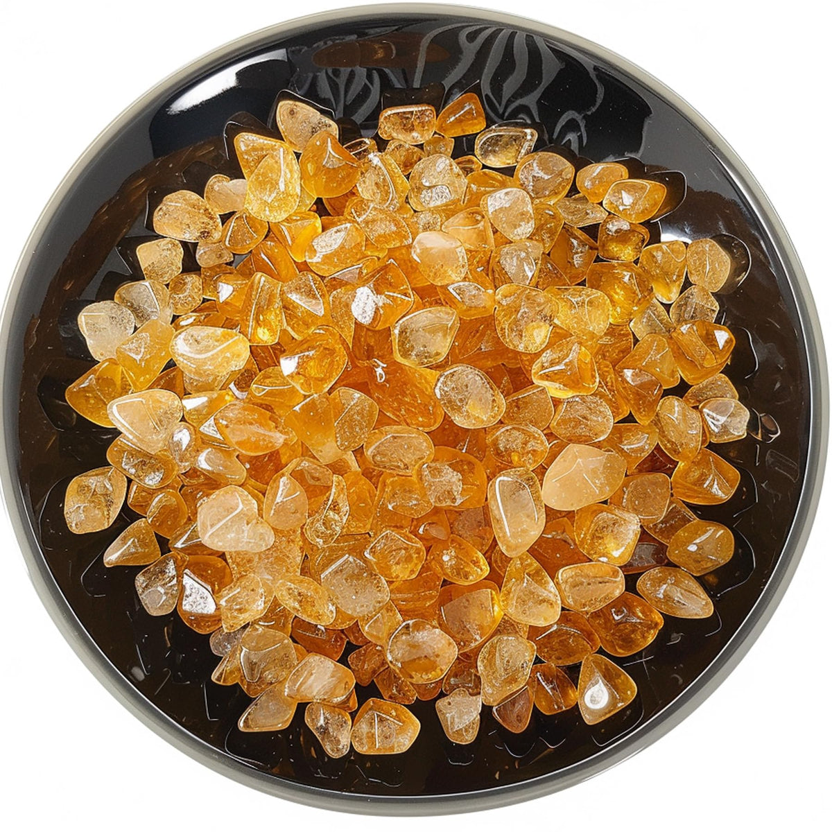 SigMntun Polished Brazilian Citrine Crystal Chips 200 Pcs - 0.3" 10 oz Tumbled Stone Chips Crushed Sea Glass Stones Healing Reiki Crystal Making Home Decoration