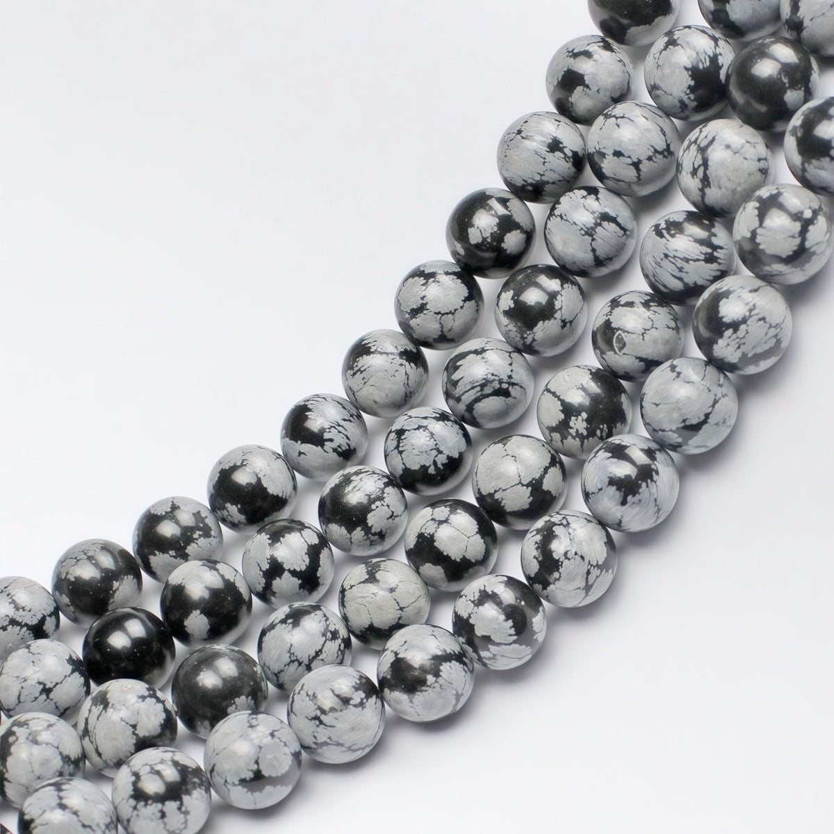 MJDCB Snowflake Obsidian Beads Round Natural Stone Beads for Jewelry Making DIY Bracelet (8mm)
