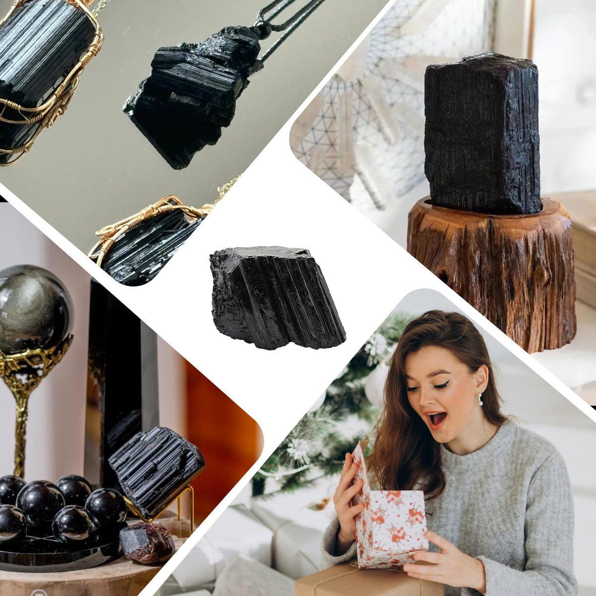 Apengshi 2PCS Natural Raw Black Tourmaline Crystal Healing Protect Your Energy Rough Black Tourmaline Crystal for Meditation Chakra Balance Tumbling Polishing Fountain Garden Decor