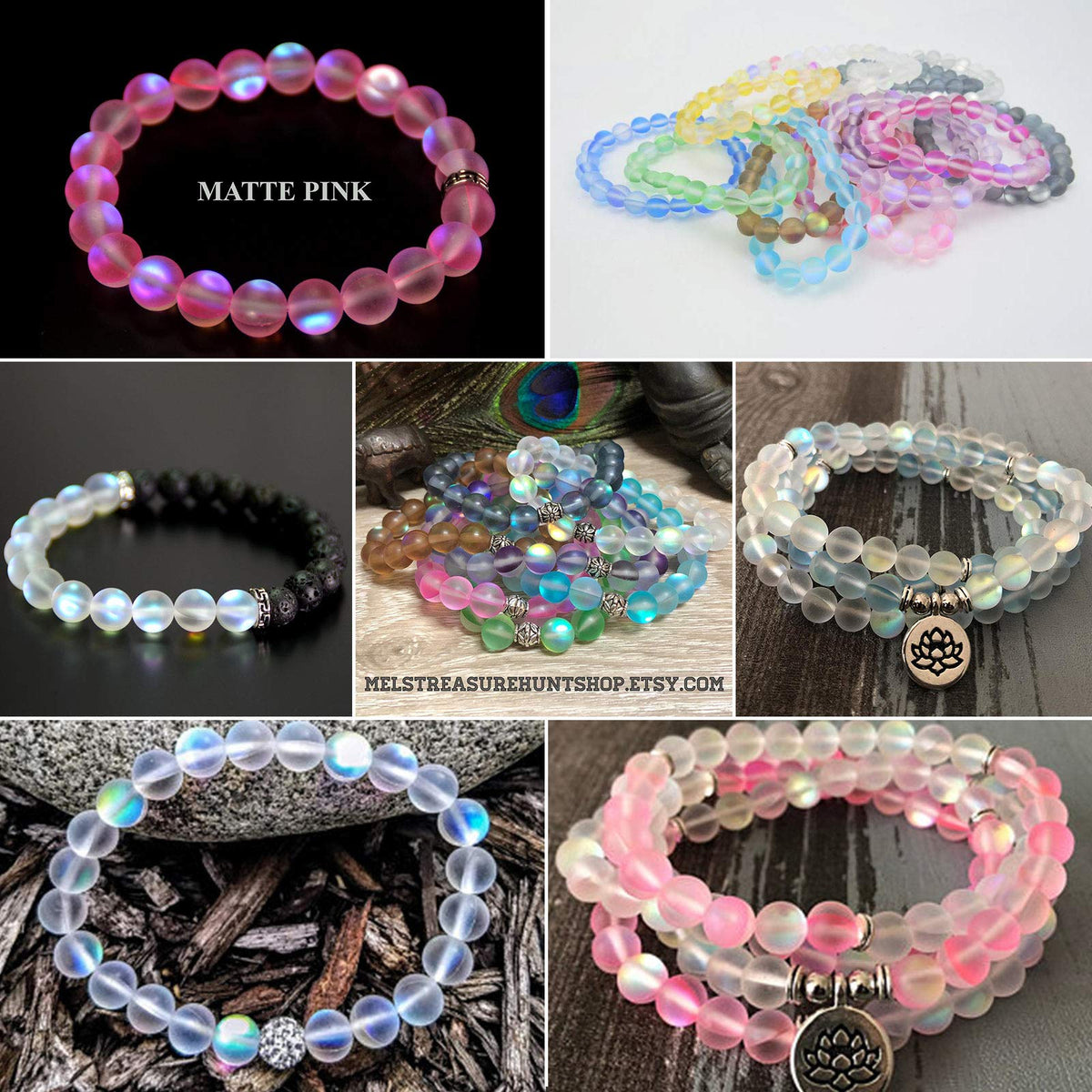 Matte Brown Aurora Crystal Glass Beads, 6MM Frosted Glitter Shining Mermaid Round Loose Beads, Rainbow Holographic Synthetic Moonstone for Jewelry Making DIY Bracelet