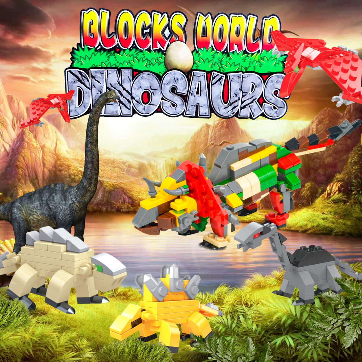 auryee 12PCS Pre Filled Easter Eggs Dinosaurs Party Favors Party Supplies Building Blocks Mini Animal Educational Toy Stacking Block Sets Science STEM Gift for Boys & Girls Kids Age 6+