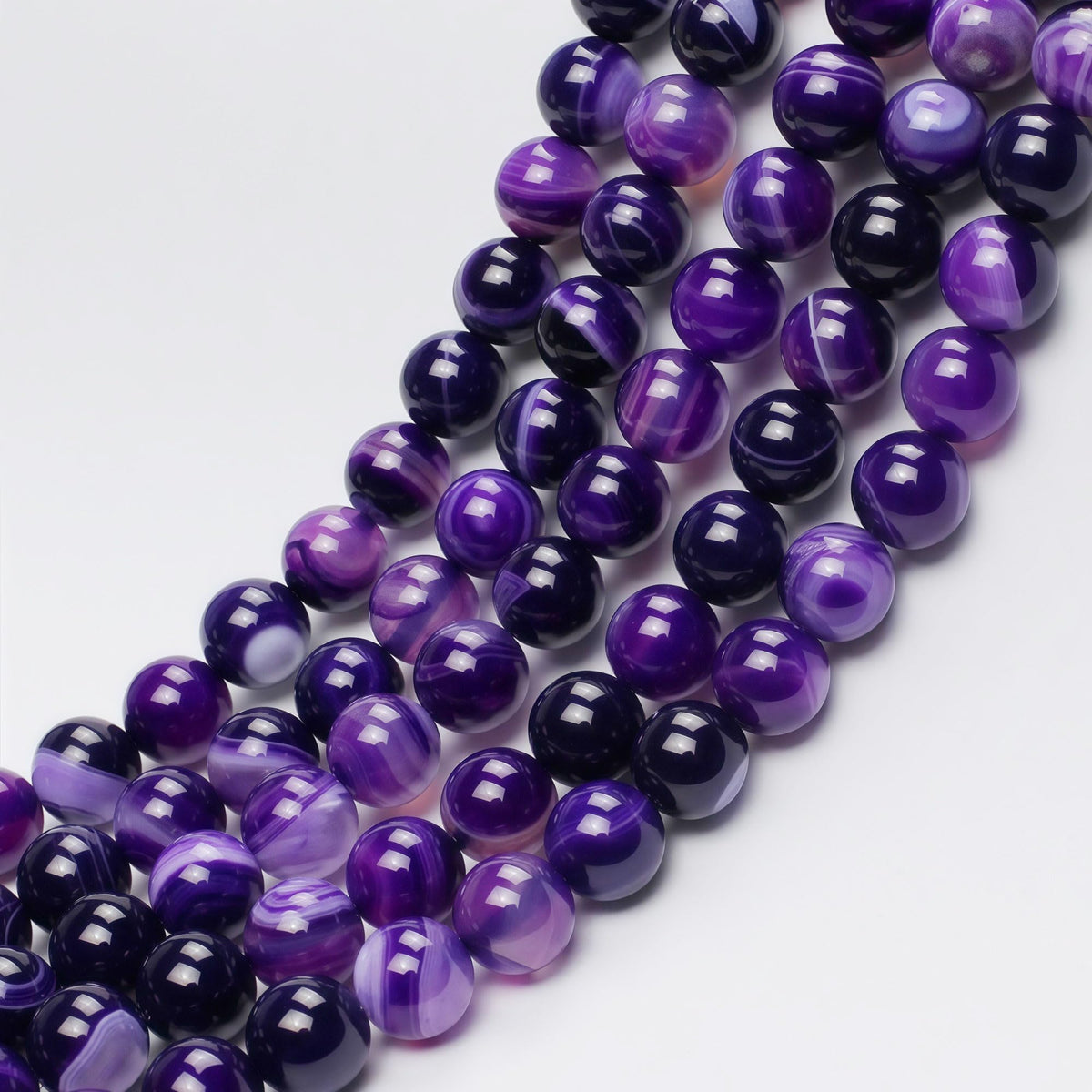 MJDCB Natural Stone Beads Purple Striped Agate Round Loose Beads for Jewelry Making DIY Bracelet Necklace (6mm)