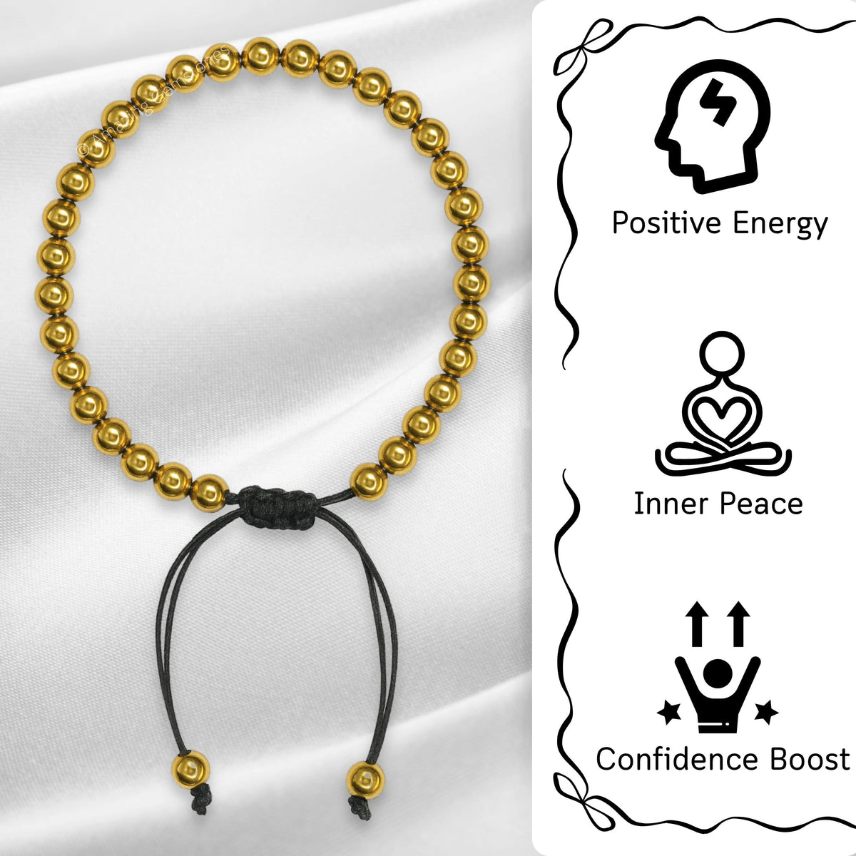 Amazing Gemstone Golden Hematite Anklet Ankle Bracelets for Women - Waterproof Beaded Healing Crystal Anklets, Plus Size Chakra Gemstone Bead Anklet (Stretchy Adjustable - Plain)