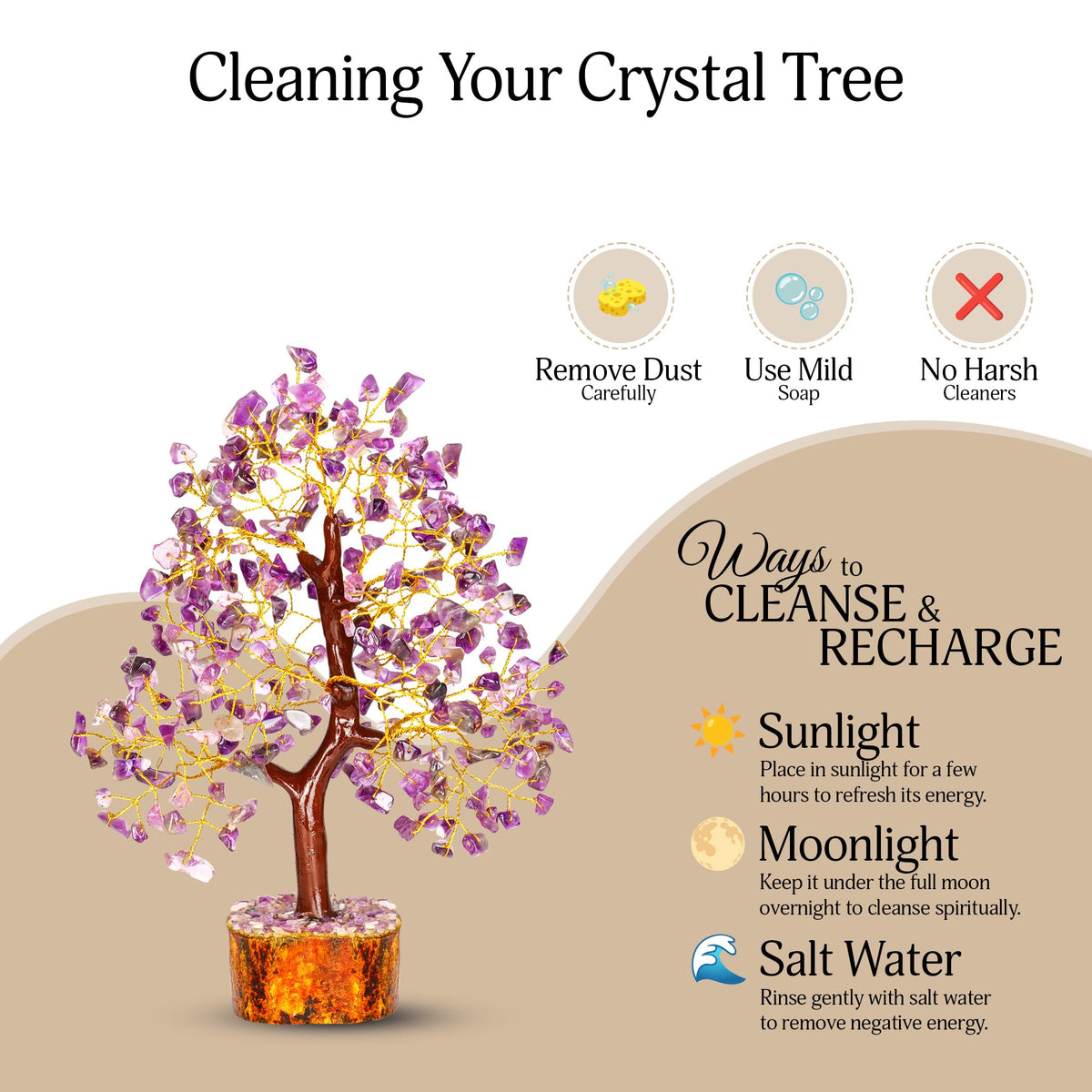YATSKIA Amethyst Crystals Tree of Life - Stones and Crystals - Bonsai Tree - Good Luck Gifts for Women - Meditation Accessories - Chakra Stones Decor