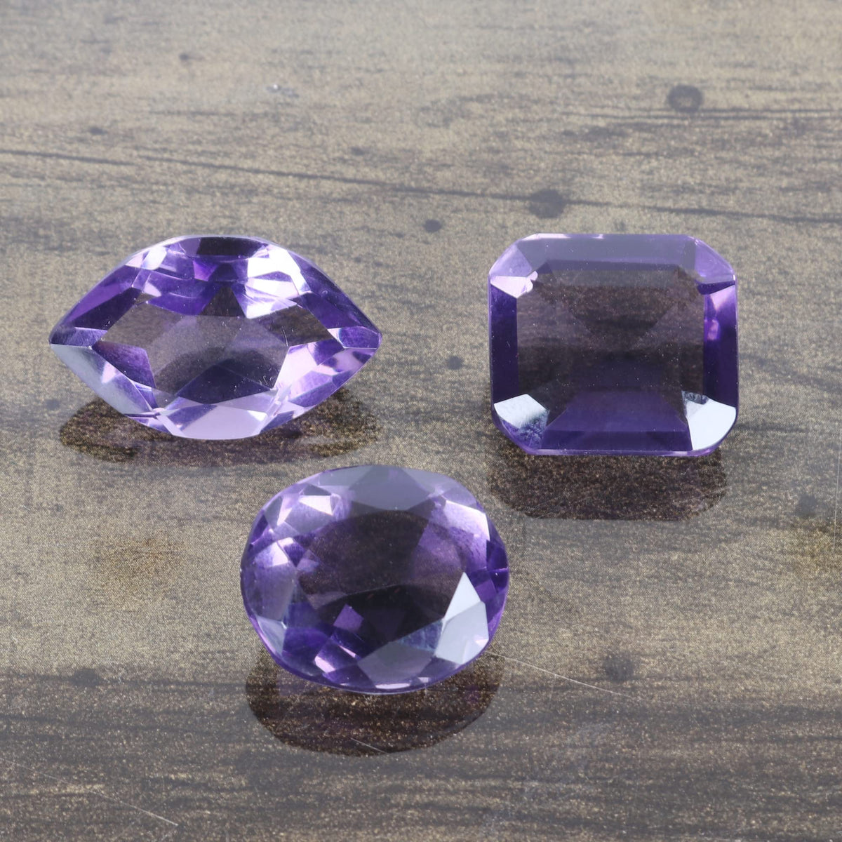 GEMHUB Brazilian Top Ranking 80.00 Carats Violet Amethyst Mix Shape Set of 3 Pcs Violet Amethyst Loose Gemstone Beads
