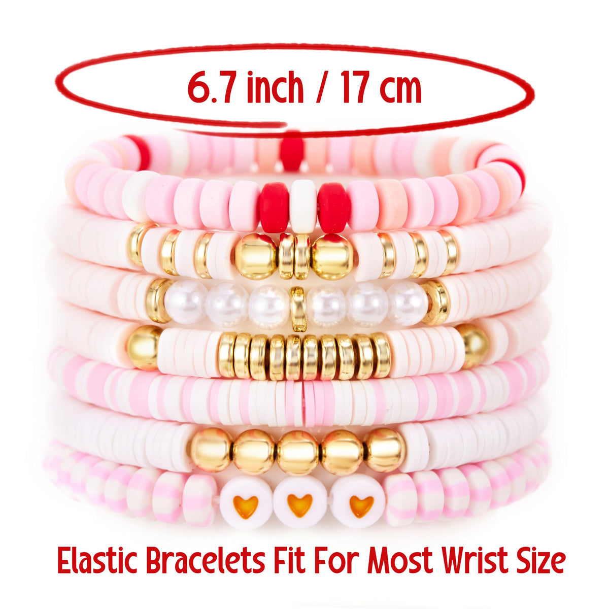 YEOSMINE Boho Heishi Clay Beaded Stretch Bracelets Stack For Women, Preppy Teens Friendship Gold Bracelets Cute Beach Surfer Accessories Bulk Set Trendy Fashion Jewelry