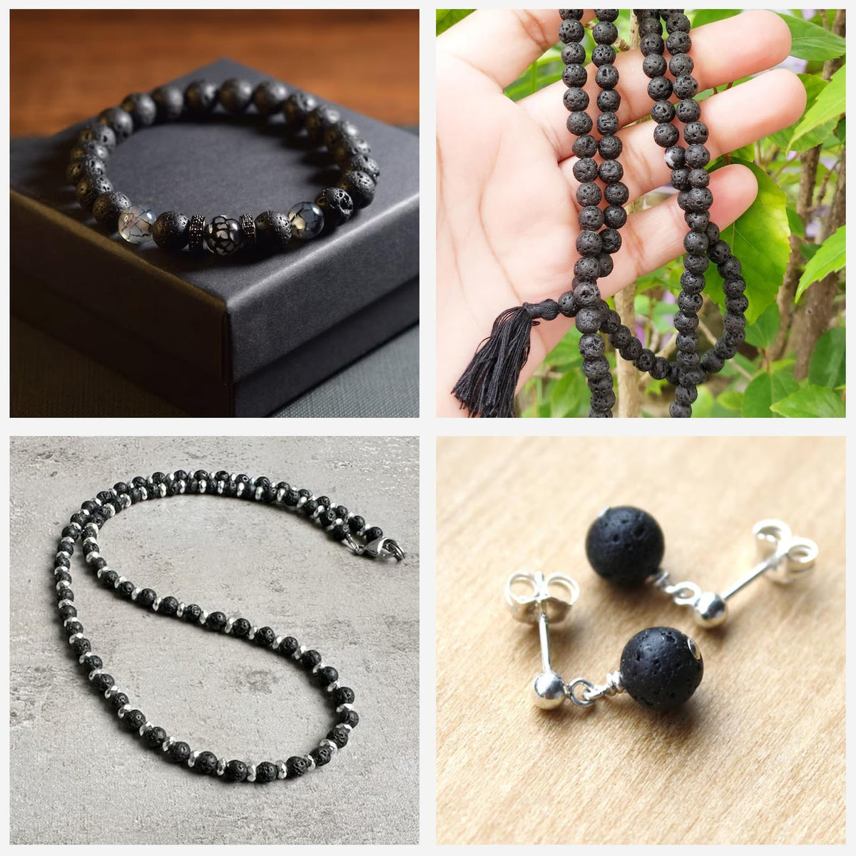 Risyfjew 50PCS 8mm Natural Lava Rock Beads Gemstone Round Loose Beads for Jewelry Making Chakra Crystal Stone Beads for Bracelets Necklace Earrings Making Supplies (50pcs/Strand)