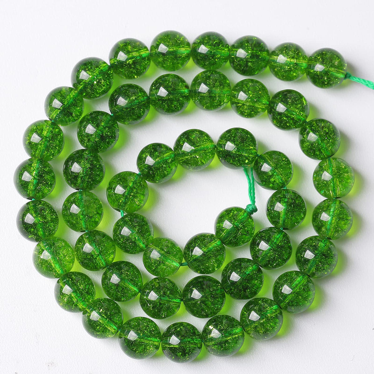 36pcs 10MM Natural Green Peridot Crystal Beads for Jewelry Making Round Loose Spacer Crystal Energy Healing Power Stone Beads DIY Bracelet Necklace Accessories(Green Peridot Crystal, 10mm)