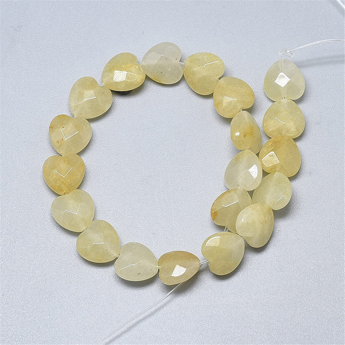 Fashewelry 18pcs Faceted Heart Natural Topaz Jade Stone Beads Tumbled Chakra Gemstone Beads Crystal Healing Drilled Loose Beads for Earring Bracelet Necklace Jewelry Making, 10x10mm