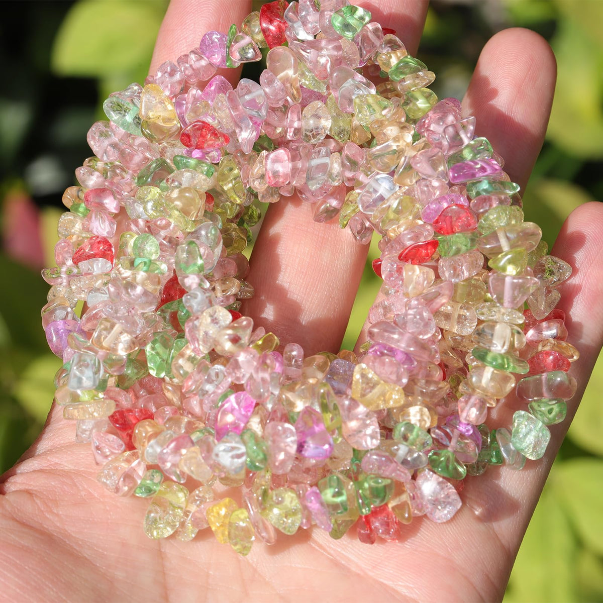 200pcs Multicolor Glass Crystal Chip Beads 5-8mm Irregular Pre-Drilled 30-inch Strand Healing Crystal Bead for DIY Jewelry Making Bracelet Necklace Chakra Crafts