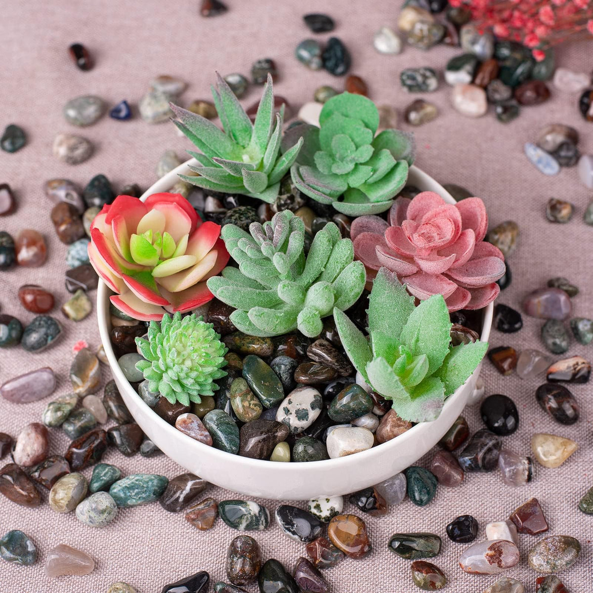 SigMntun Polished Ocean Jasper Crystal Chips 128 Pcs - 0.4" 10 oz Pretty Tumbled Stone Mineral Rocks Chips Crushed Sea Glass Stones Healing Reiki Crystal Making Home Decoration