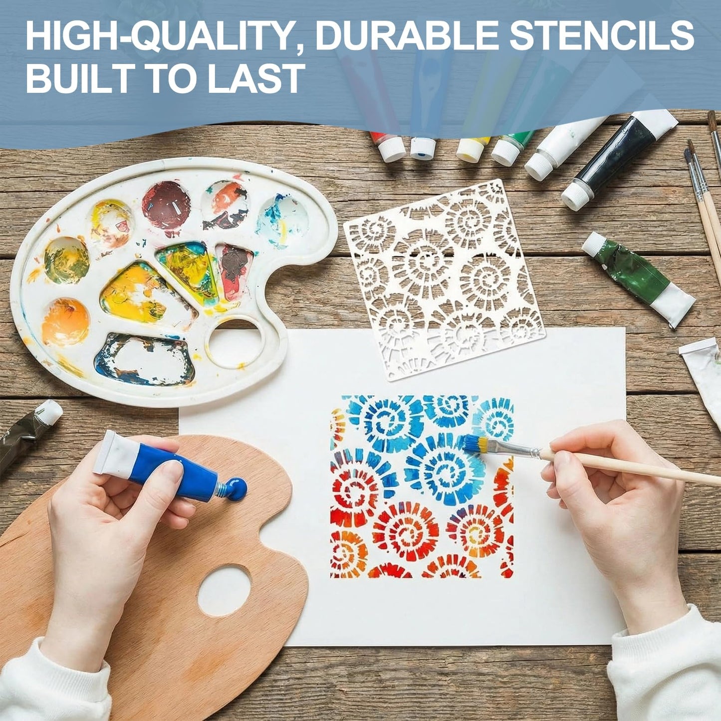 NITOTECA 32-Piece Reusable Geometric & Textured Stencils Set β Perfect for Crafts, Painting, Walls & Furniture | Durable, Easy-to-Use Stencils for DIY Projects