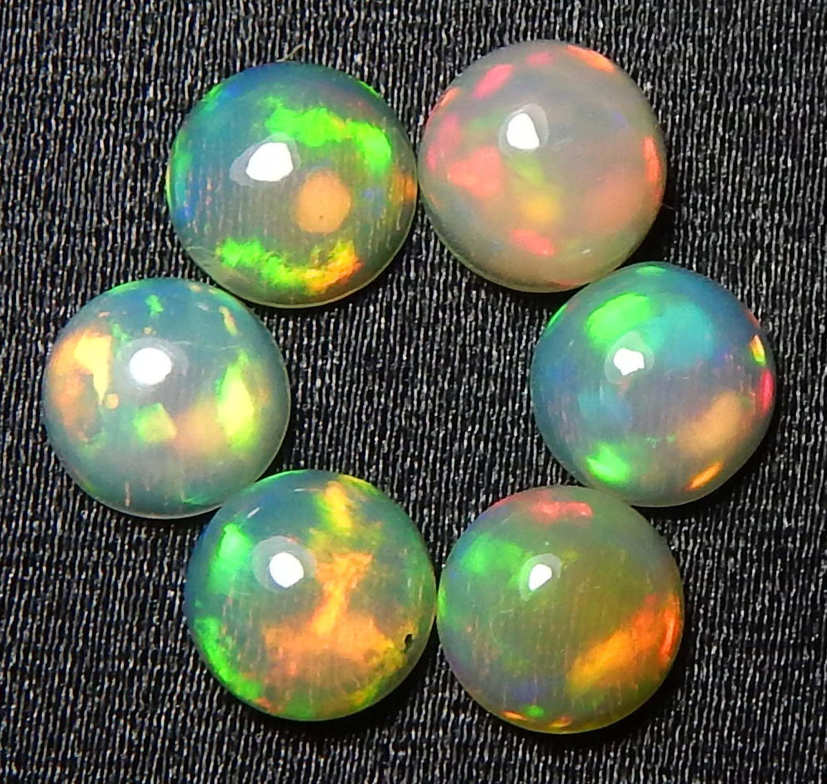 Myhealingworld Natural Ethiopian Opal 5mm round cabochon AAA quality loose calibrated gemstones for jewelry making round 5mm - 6 Stone