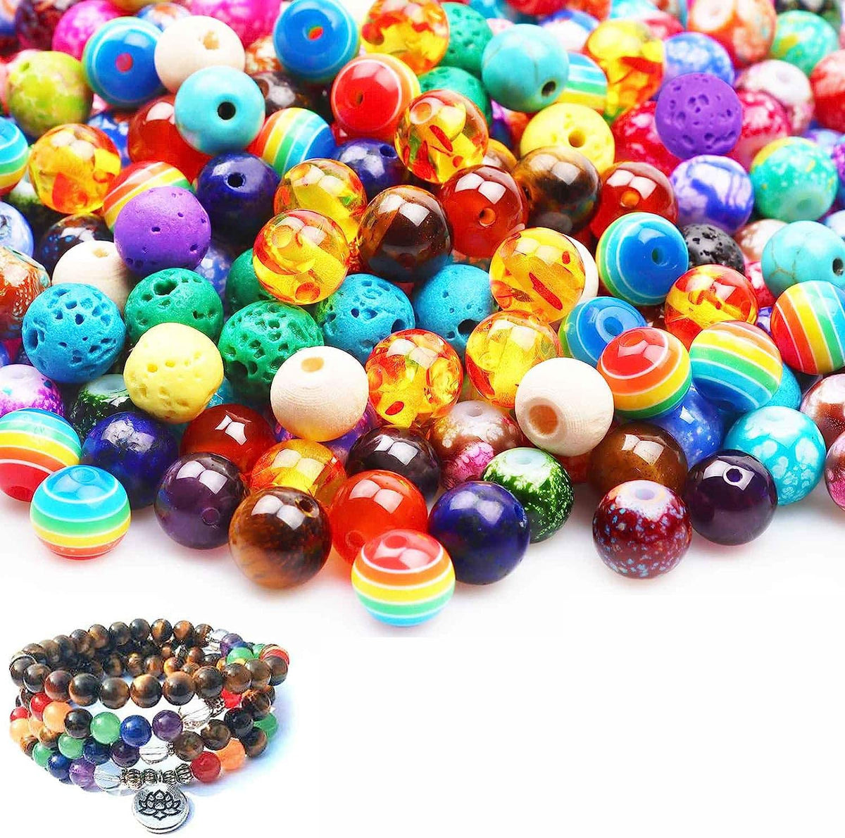 500 pcs Natural Chip Stone Beads Multicolor 5 mm to 8 mm Irregular Gemstone Healing Crystal Loose Rocks Bead Hole Drilled DIY for Bracelet Necklace Earrings Jewelry Making Craft